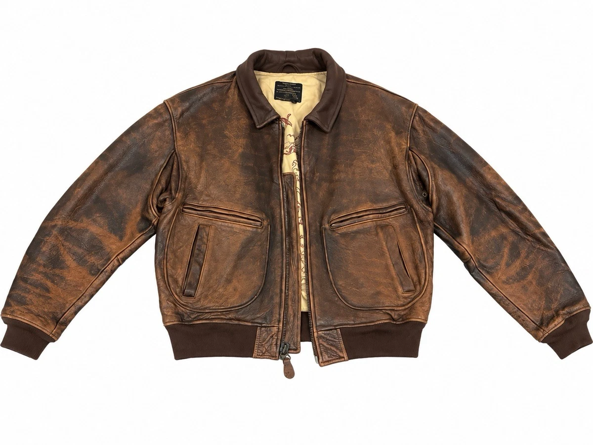navy leather flight jacket products for sale | eBay