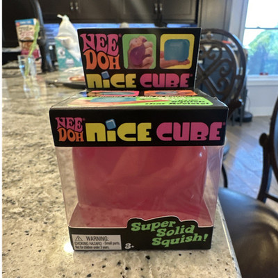 Schylling Nee Doh Nice Cube Super Solid Squish Squeeze Toy, Pink