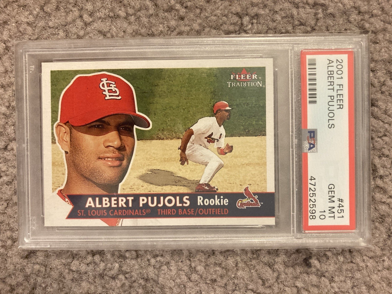 2001 Fleer Tradition Albert Pujols #451 (RC) Rookie Card PSA 10