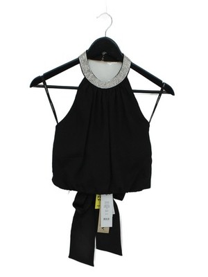 Forever New Damen Top UK 8 Schwarz Polyester mit Elasthan Basic