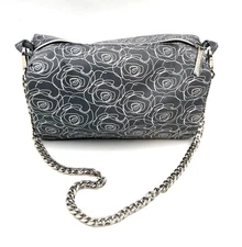 New! Lancome Cosmetic  Zipper Bag  with Flower Print Pouch Clutch  ~ with Chain