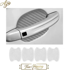 Stylish Silver Carbon Fiber Door Handle Protection Film - 4PCS Set for Most Cars