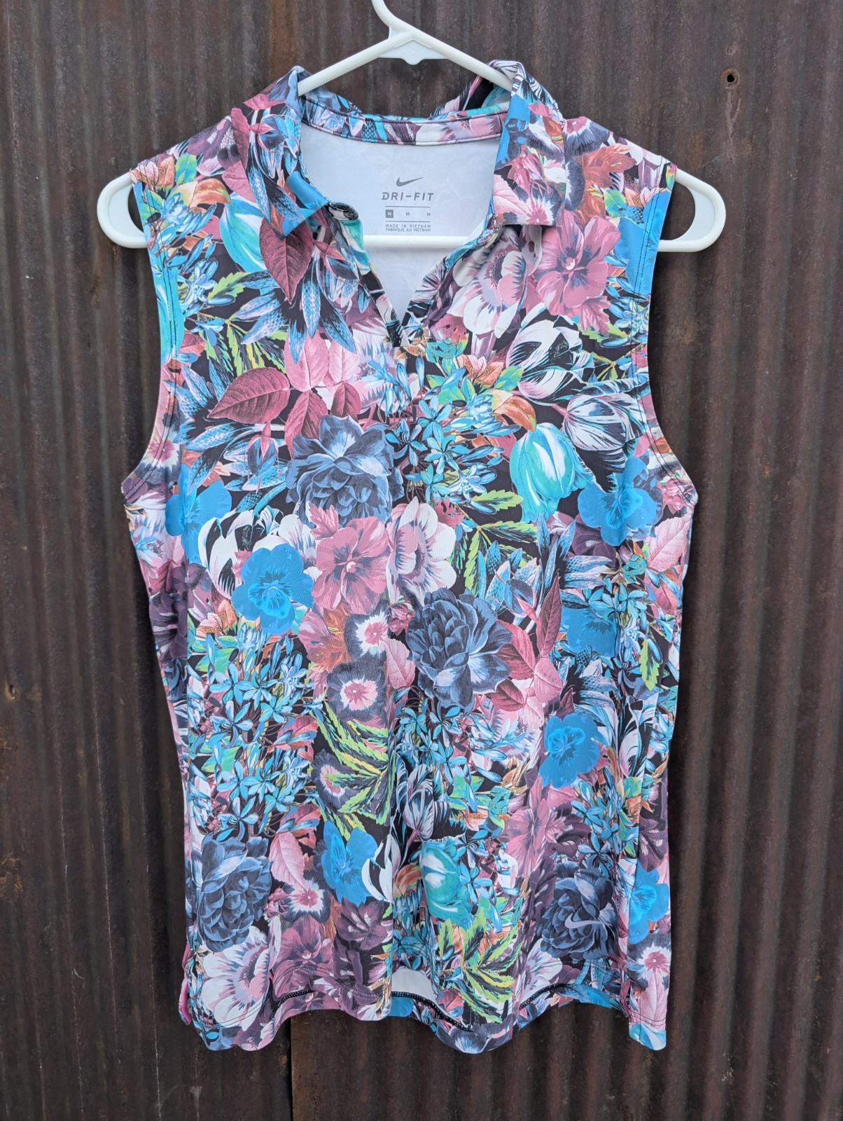Dri-fit Sleeveless Polo Shirt Women Medium Floral Athleisure