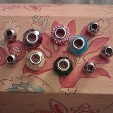 Multicolor Large Hole Beads Lot Round Assorted Colors Large-Hole Beads Charms