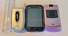 Vintage Cellular Phone LOT Motorola V3 RAZR Samsung SCH-A650 Pantech Renue P6030