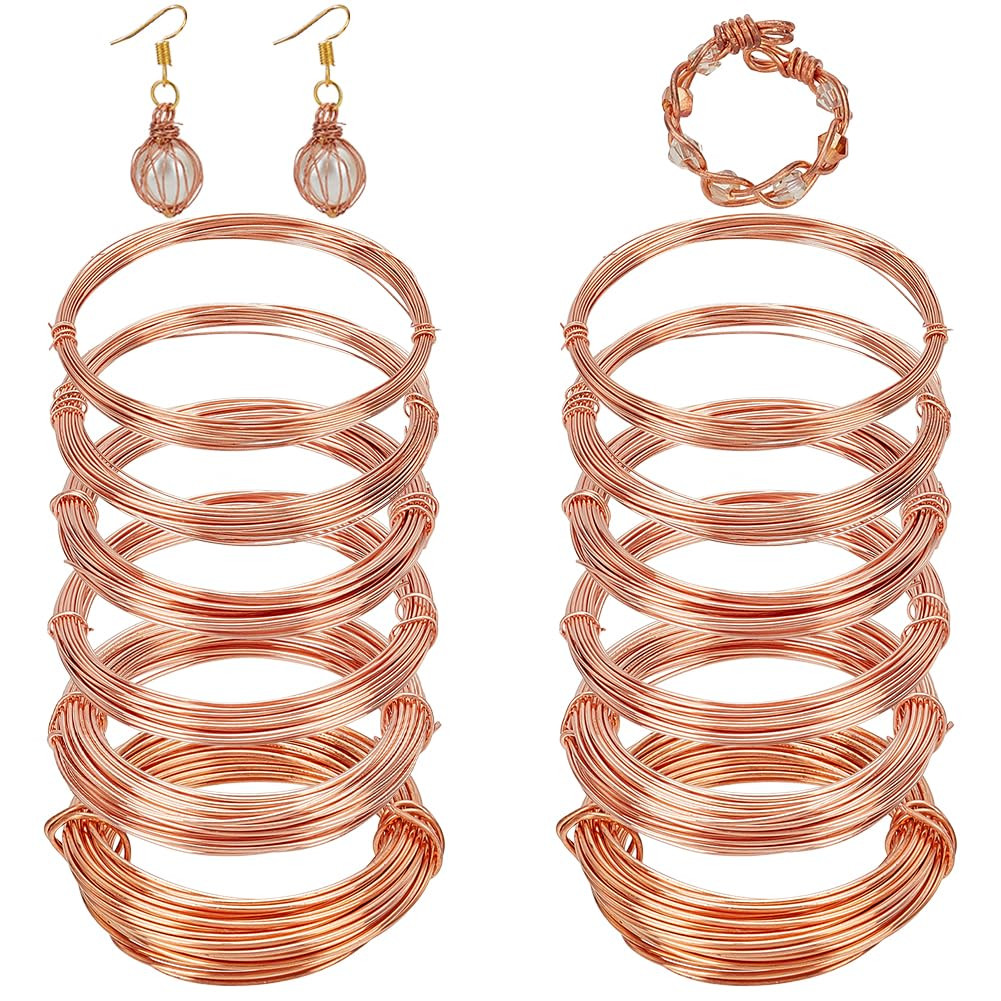 12 Rolls 196 Feet Dead Soft Copper Wire, 18/20/22/24/26/28 Gauge Solid Bare C...