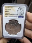 New Listing2021 MS70 Peace HIGH RELIEF SILVER DOLLAR NGC MS 70 1921 100th Anniversary Label