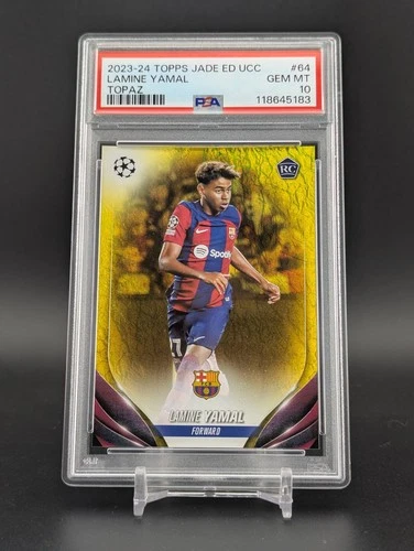 Lamine Yamal 2023-24 Topps Jade ED UCC #64 Gold Topaz /50 Rookie RC - PSA 10