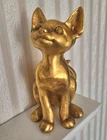 Vintage Anthony Freeman McFarlin Sitting Cat Figurine Signed Gold Signed Kitten