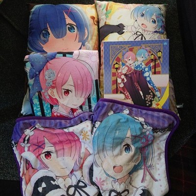 Re:Zero Rem Ram Mega Jumbo Cushion 2pcs Puzzle Towel Blanket Made in