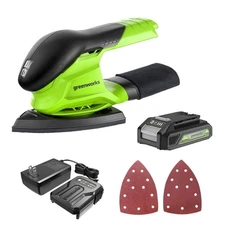 Greenworks 24V Cordless Finishing Sander with 2Ah Battery and 2A Charger