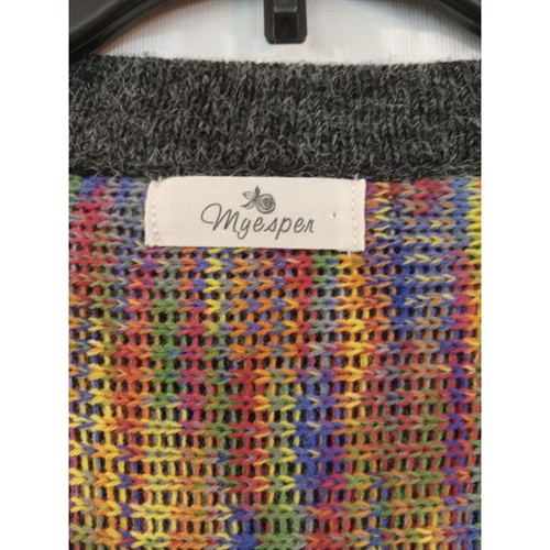 Poncho Myesper Tejido Flecos Colorido Mangas Chevron Encubrimiento Bohemio - Imagen 4 de 7