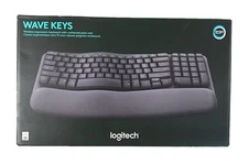 Logitech Wireless Ergonomic Keyboard With Palm Rest Wave Keys- Black New Sealed