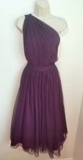 Asos Purple Tulle Net One Shoulder Midi Dress 10 Tall Prom party bridesmaid