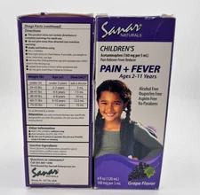 [2 pack] Sanar Naturals Children's Pain and Fever with Acetaminophen,Grape 4 oz