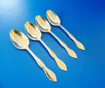 Customcraft CUS11GO Soup Spoon Lot 4 Spoons Gold Electroplate