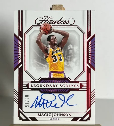 Magic Johnson 2022-23 Panini Flawless Legendary Scripts Signatures Red 05/15
