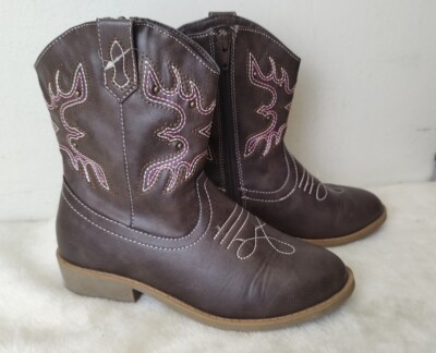 Wonder Nation Kid's Girls Classic Cowgirl Western Boots Brown Size US 