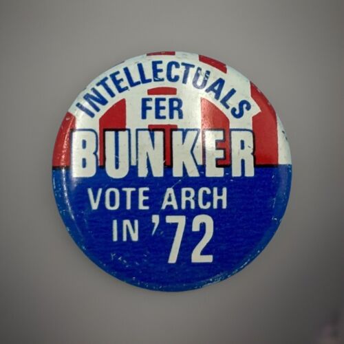 Pin de colección 1972 Intellectuals Fer Archie Bunker Pinback .75" arco todo en la familia