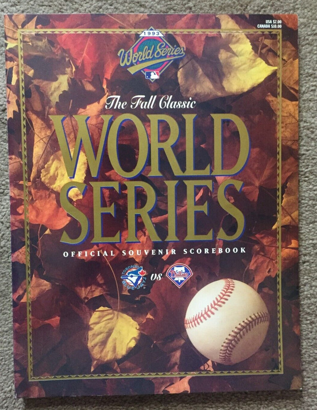 1993 World Series Official Souvenir Scorebook Phillies Blue Jays Unscored