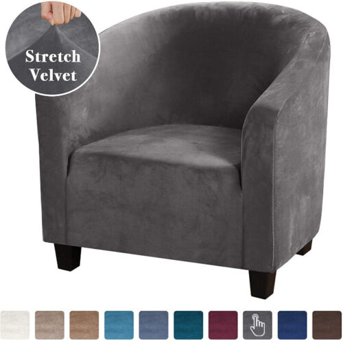 Stretch Sofa Cover Velvet Tub Chair Cover Skid Resistance Furniture Protector - Picture 4 of 18