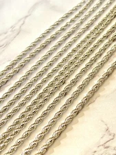 Solid Real ITALIAN 14K Rhodium Gold Finish Men's Women's Rope Chain Necklace