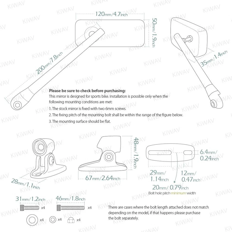 Chrome ClassicPlus mirror mat black base aluminum fairing mount for Yamaha YZF R - Imagem 2 de 4