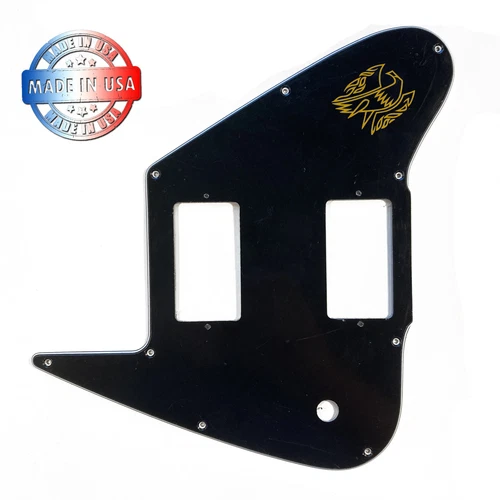 Black 3 Ply Pickguard for 2016 Gibson Copper Non Reverse Firebird + Gold Decal