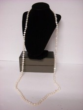 New White Freshwater Cultured Pearl Long Strand Necklace 48" Long Gift Idea 164