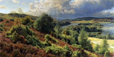 Tile Mural landscape river hill by P. Monsted Kitchen Backsplash Marble Ceramic