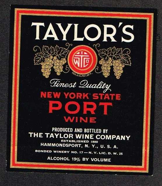 1940s NEW YORK Hammondsport TAYLOR'S STATE PORT WINE Label eBay