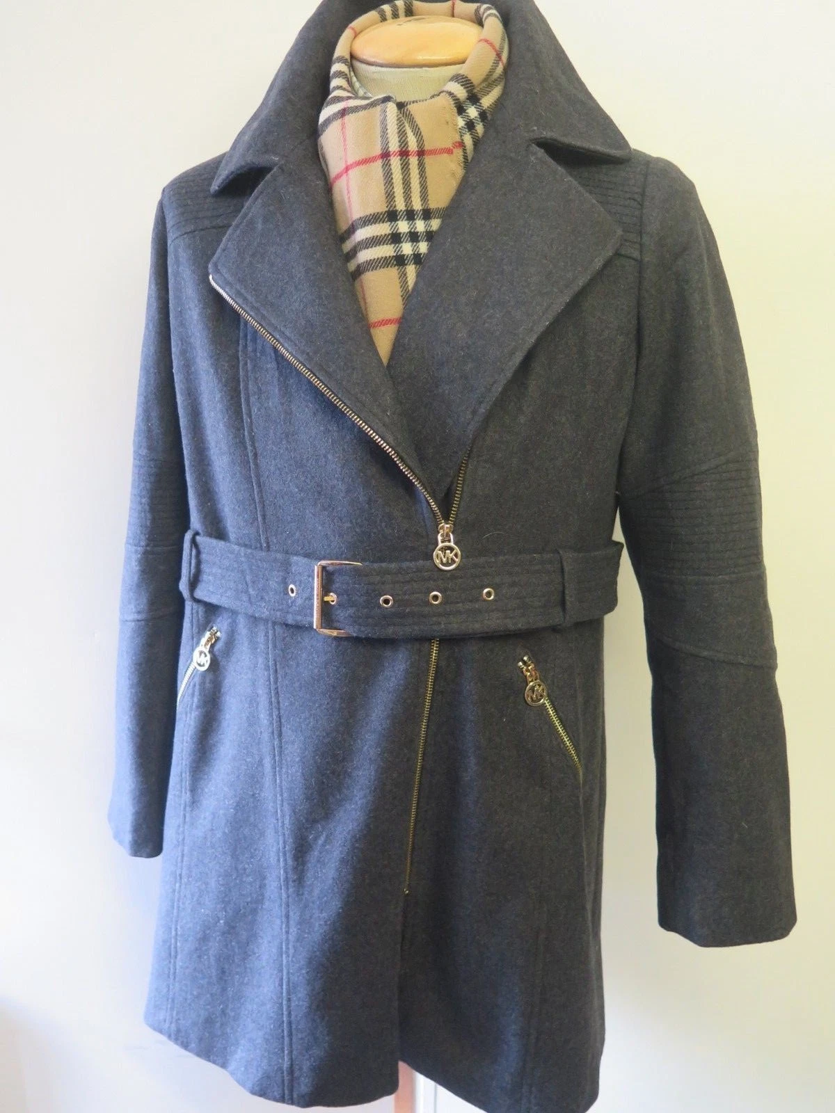 Cappotto impermeabile invernale originale Michael Kors lana L UK 14 16 euro 42 44 grigio