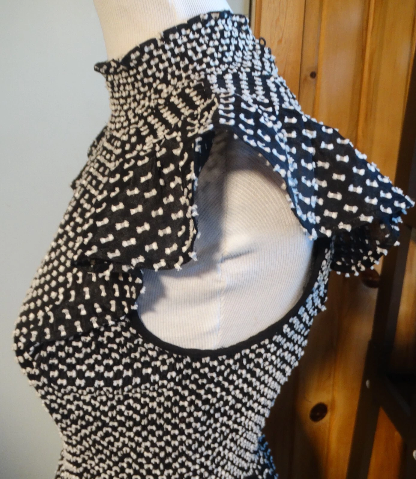 Abito midi KATE SPADE New York clip fumè a pois svizzero finto collo svasato PICCOLO