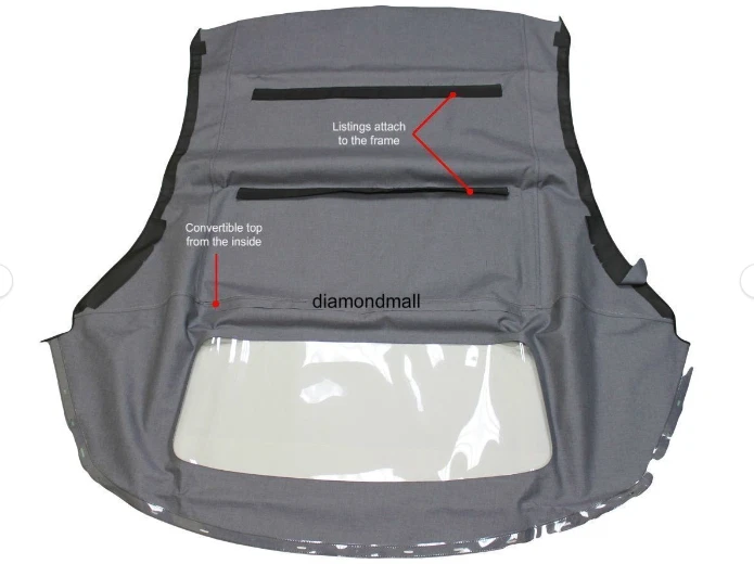 Fits 1994-04 Ford Mustang Convertible Soft Top w/ DOT Approved Window, White — 第 2/4 张图片