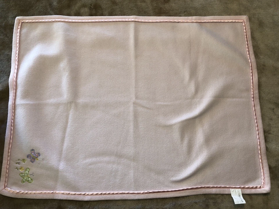 Manta vintage Tiddliwinks rosa mariposas polar 28,5x39,5 ribete satinado Foto 2 de 4