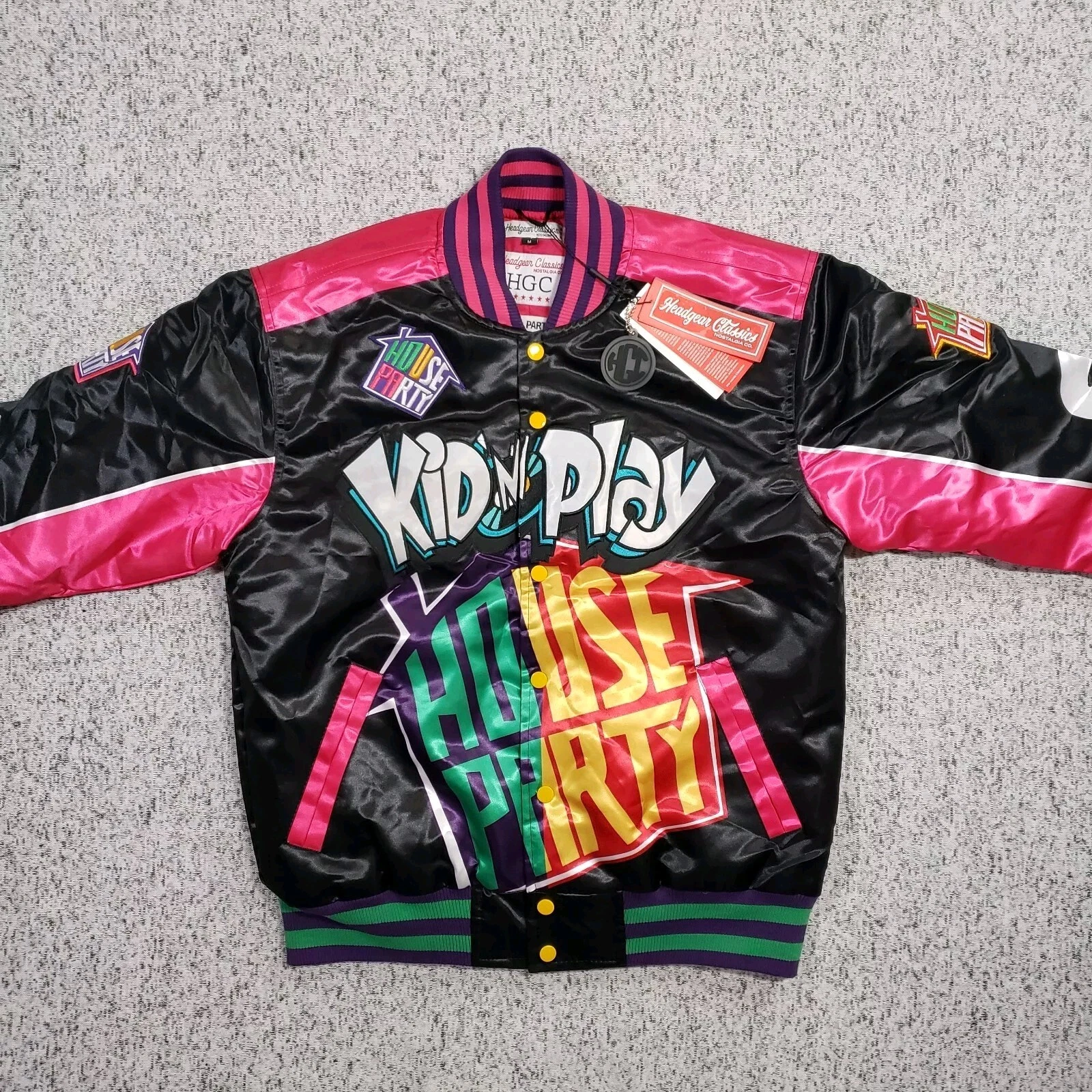 NWT Kid n Play House Party Satin Jacket Mens Medium Black Headgear Classics - product detail image 9