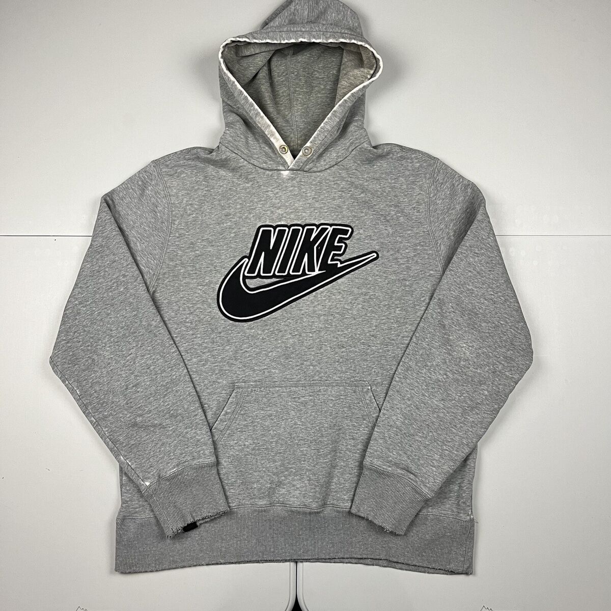 Vintage Y2K Nike Big Logo Hoodie Sweatshirt Grey L Vintage Y2K Nike Big Logo Hoodie Sweatshirt Grey L