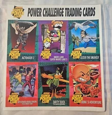 UNCUT Sheet Nintendo Power Super Power Club Power Challenge Trading Cards #3