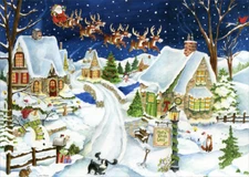 Santas Coming  Jacki Frerichs Deluxe Velvet Touch LPG Greetings Christmas Card