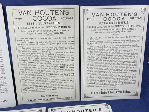 5 C1890 Victorian Trade Cards VAN HOUTEN'S COCOA, Holland ~ 6 1/2" x 4 3/8" - Picture 12 of 14