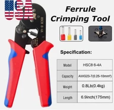 Ratchet Ferrule Terminals Crimper Pliers Cable Electrical Wire Crimping Tool Kit