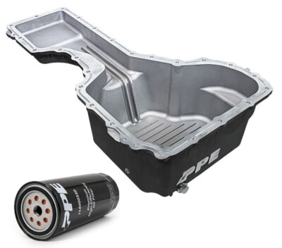 PPE Black Deep Oil Pan & Premium Oil Filter For 2017-2020 Chevy/GMC 6.6L Duramax