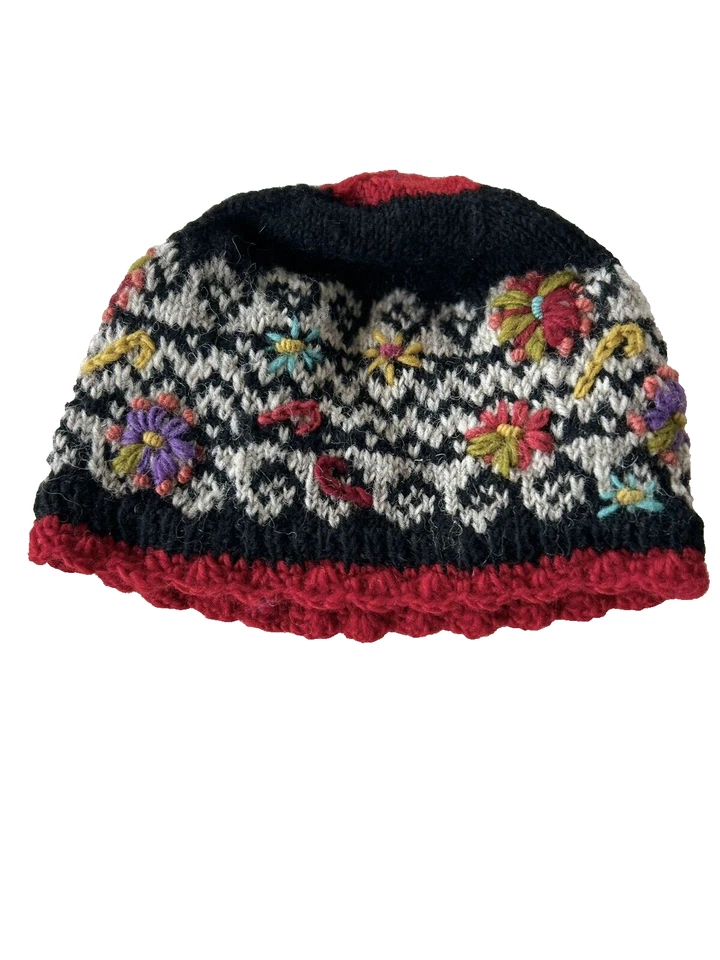 Lost Horizons Handmade In Nepal 100% Wool Hat & Fingerless Mittens - Image 4 of 4