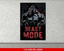 Beast Mode Gorilla Banner - Weightlifting Motivation Wall Art