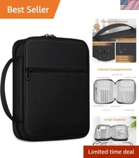 Premium Water-Resistant Black Bible Tote Bag with Multiple Pockets - Multi-use