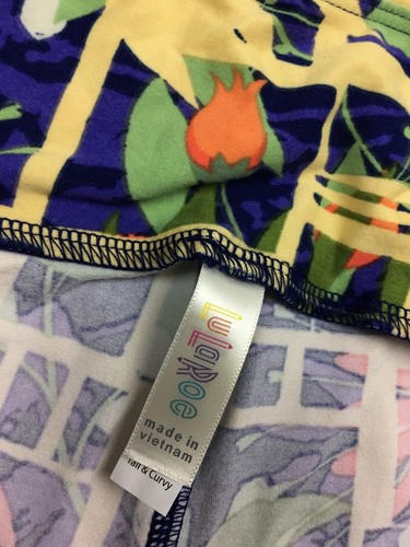 Lularoe Leggings Tall & Curvy Womens Yellow Blue Pink Plaid Flower Design - Picture 7 of 14