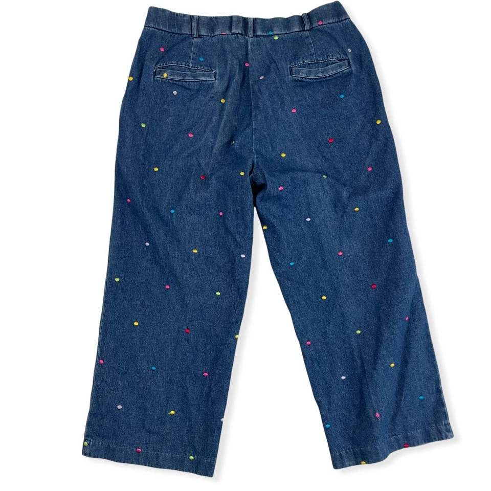 Pantalones de mezclilla Kim Rogers Capri azul talla 8 lunares 100 % algodón Foto 2 de 4