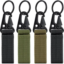 Tactical Keychain Clips with D-Ring Buckle for Backpack Belt and Gear Attachment