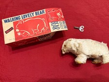 Vintage Modern Toys Japan Walking Lovely Bear Variant Windup Original Box Works