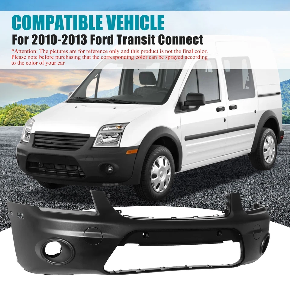Front Bumper Plastic For 2010-2013 Ford Transit Connect W/Fog Light Holes Foto 2 de 4